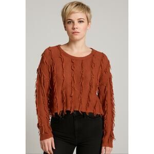 Kerisma Artsy Cropped Sweater,Wool Mohair Blend, Minimalist Versatile Pumpkin ML